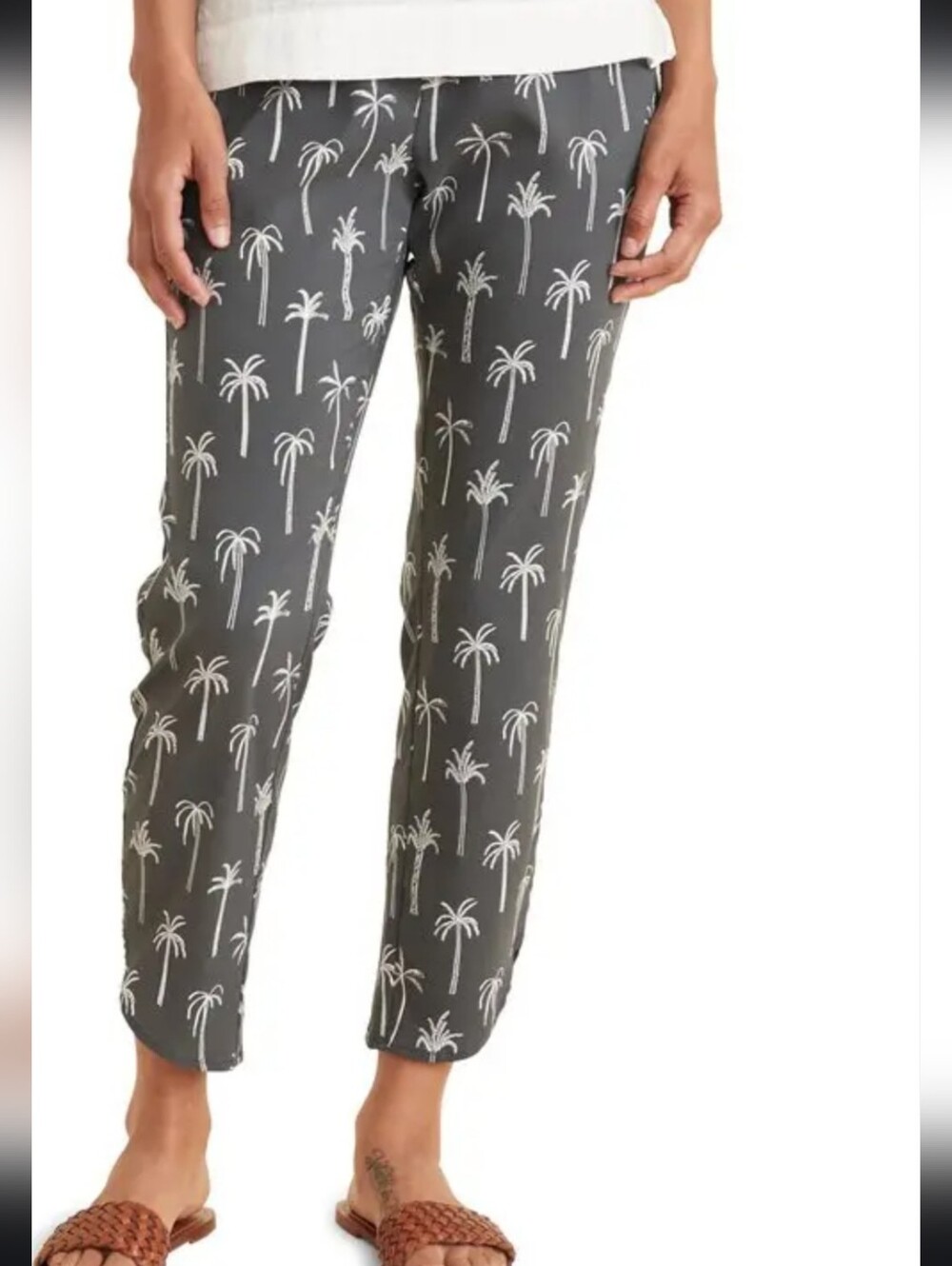 Marine Layer Allison Palm Tree Print Pants Medium Cotton Blend